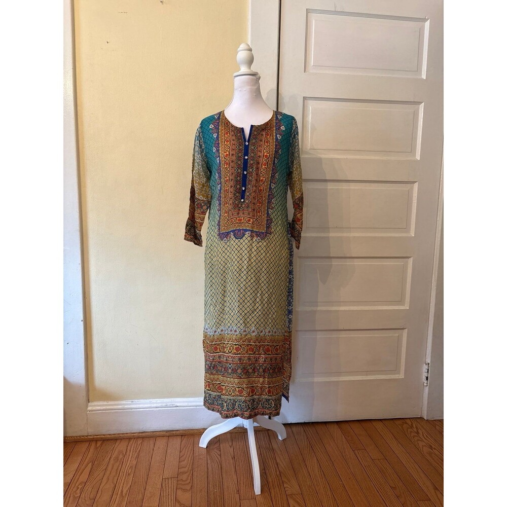 Womens tunic top kurta kurti India side slit ethnic wedding guest party festival